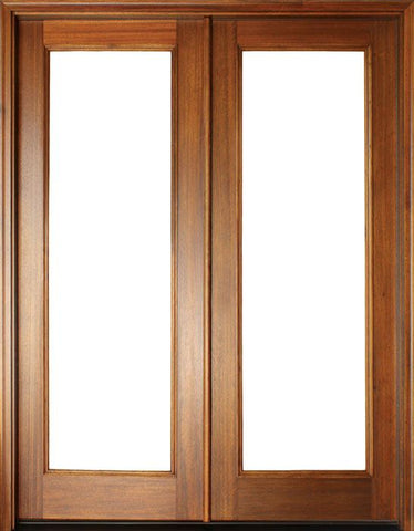 WDMA 68x78 Door (5ft8in by 6ft6in) French Mahogany Full View 1 Lite Impact Double Door 1-3/4 Thick 1