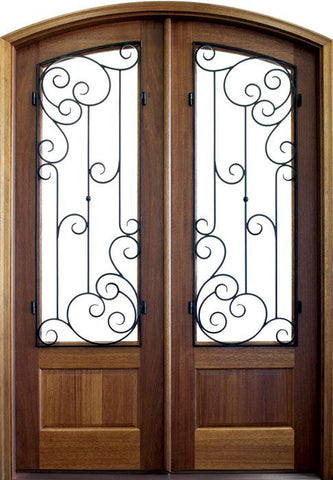 WDMA 68x78 Door (5ft8in by 6ft6in) Exterior Mahogany Tiffany Westwood Double Door/Arch Top 1
