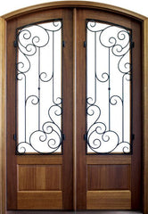 WDMA 68x78 Door (5ft8in by 6ft6in) Exterior Mahogany Tiffany Westwood Double Door/Arch Top 1