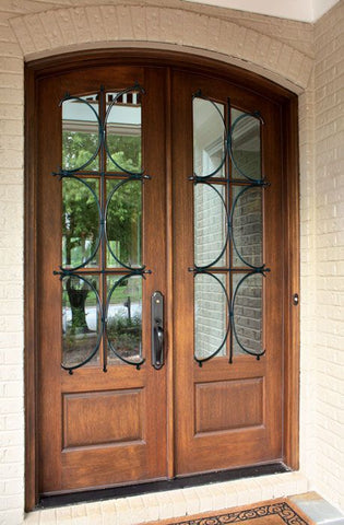 WDMA 68x78 Door (5ft8in by 6ft6in) French Mahogany Tiffany TDL/SDL Lancaster Double Door/Arch Top 3
