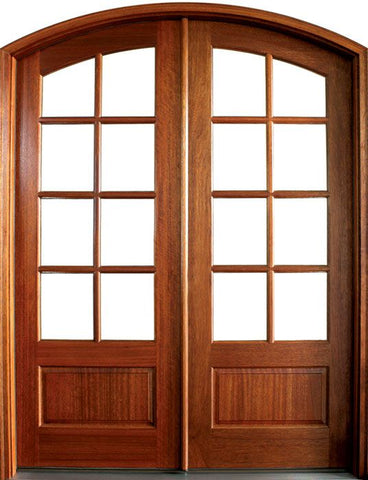 WDMA 68x78 Door (5ft8in by 6ft6in) Patio Mahogany Tiffany SDL 8 Lite Impact Double Door/Arch Top 1-3/4 Thick 1