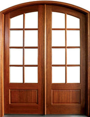 WDMA 68x78 Door (5ft8in by 6ft6in) Patio Mahogany Tiffany SDL 8 Lite Impact Double Door/Arch Top 1-3/4 Thick 1