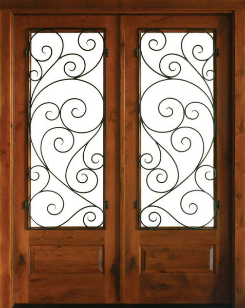 WDMA 68x78 Door (5ft8in by 6ft6in) Exterior Knotty Alder Oconee Burlwood Double Door 1