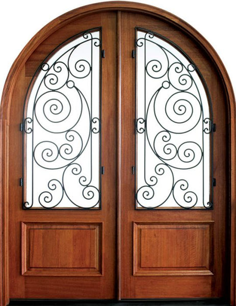 WDMA 68x78 Door (5ft8in by 6ft6in) Exterior Mahogany Pinehurst Ansonborough Double/Round Top 1