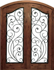 WDMA 68x78 Door (5ft8in by 6ft6in) Exterior Mahogany Knotty Alder or Cliffs Redwood Double Door/Arch Top 1-3/4 Thick 1