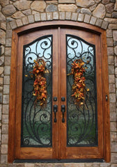 WDMA 68x78 Door (5ft8in by 6ft6in) Exterior Mahogany Knotty Alder or Cliffs Redwood Double Door/Arch Top 1-3/4 Thick 2