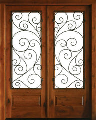 WDMA 68x78 Door (5ft8in by 6ft6in) Exterior Knotty Alder Oconee Burlwood Double Door/Reverse Iron 1
