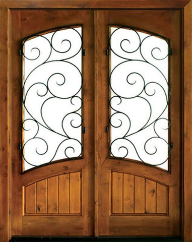 WDMA 68x78 Door (5ft8in by 6ft6in) Exterior Knotty Alder Keowee Burlwood Double Door 1