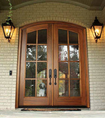 WDMA 68x78 Door (5ft8in by 6ft6in) Patio Mahogany Full View SDL 8 Lite Impact Double Door/Arch Top 1-3/4 Thick 2