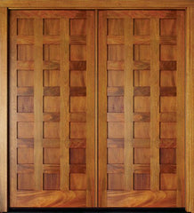 WDMA 68x78 Door (5ft8in by 6ft6in) Exterior Mahogany Milan 21 Panel Double Door 1