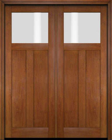 WDMA 68x78 Door (5ft8in by 6ft6in) Exterior Barn Mahogany Top Lite Craftsman or Interior Double Door 4