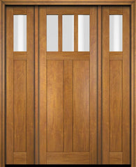 WDMA 68x78 Door (5ft8in by 6ft6in) Exterior Swing Mahogany 3 Horizontal Lite Craftsman Single Entry Door Sidelights 1