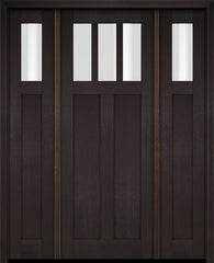 WDMA 68x78 Door (5ft8in by 6ft6in) Exterior Swing Mahogany 3 Horizontal Lite Craftsman Single Entry Door Sidelights 2