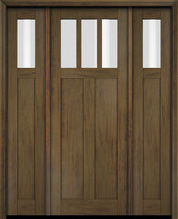 WDMA 68x78 Door (5ft8in by 6ft6in) Exterior Swing Mahogany 3 Horizontal Lite Craftsman Single Entry Door Sidelights 3