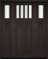 WDMA 68x78 Door (5ft8in by 6ft6in) Exterior Swing Mahogany 4 Horizontal Lite Craftsman Single Entry Door Sidelights 2