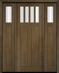 WDMA 68x78 Door (5ft8in by 6ft6in) Exterior Swing Mahogany 4 Horizontal Lite Craftsman Single Entry Door Sidelights 3