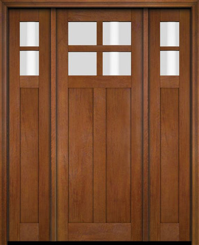 WDMA 68x78 Door (5ft8in by 6ft6in) Exterior Swing Mahogany 4 Lite Craftsman Single Entry Door Sidelights 4