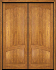 WDMA 68x78 Door (5ft8in by 6ft6in) Interior Swing Mahogany 2 Panel Arch Top V-Grooved Plank Rustic-Old World Exterior or Double Door 2
