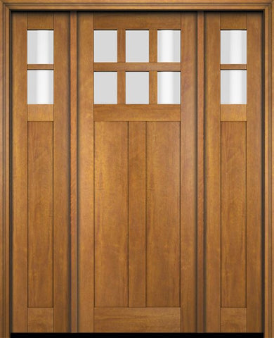 WDMA 68x78 Door (5ft8in by 6ft6in) Exterior Swing Mahogany 6 Lite Craftsman Single Entry Door Sidelights 1