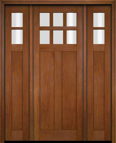 WDMA 68x78 Door (5ft8in by 6ft6in) Exterior Swing Mahogany 6 Lite Craftsman Single Entry Door Sidelights 4