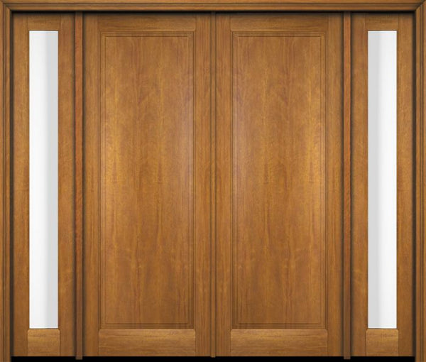 WDMA 68x78 Door (5ft8in by 6ft6in) Exterior Swing Mahogany Full Raised Panel Solid Double Entry Door Sidelights 1