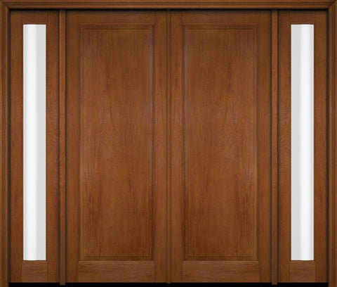 WDMA 68x78 Door (5ft8in by 6ft6in) Exterior Swing Mahogany Full Raised Panel Solid Double Entry Door Sidelights 4