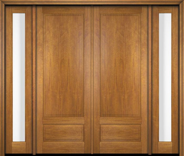 WDMA 68x78 Door (5ft8in by 6ft6in) Exterior Swing Mahogany 3/4 Raised Panel Solid Double Entry Door Sidelights 1