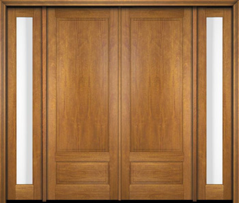 WDMA 68x78 Door (5ft8in by 6ft6in) Exterior Swing Mahogany 3/4 Raised Panel Solid Double Entry Door Sidelights 1