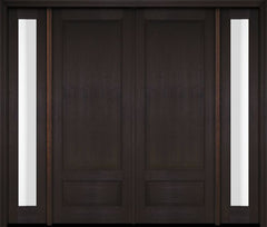 WDMA 68x78 Door (5ft8in by 6ft6in) Exterior Swing Mahogany 3/4 Raised Panel Solid Double Entry Door Sidelights 2