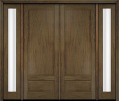 WDMA 68x78 Door (5ft8in by 6ft6in) Exterior Swing Mahogany 3/4 Raised Panel Solid Double Entry Door Sidelights 3