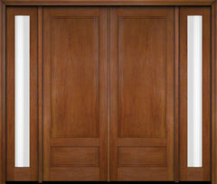 WDMA 68x78 Door (5ft8in by 6ft6in) Exterior Swing Mahogany 3/4 Raised Panel Solid Double Entry Door Sidelights 5