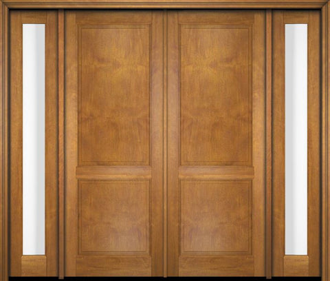 WDMA 68x78 Door (5ft8in by 6ft6in) Exterior Swing Mahogany 2 Raised Panel Solid Double Entry Door Sidelights 1