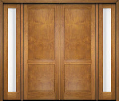 WDMA 68x78 Door (5ft8in by 6ft6in) Exterior Swing Mahogany 2 Raised Panel Solid Double Entry Door Sidelights 1