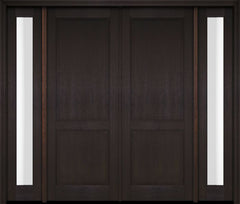 WDMA 68x78 Door (5ft8in by 6ft6in) Exterior Swing Mahogany 2 Raised Panel Solid Double Entry Door Sidelights 2