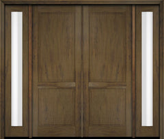 WDMA 68x78 Door (5ft8in by 6ft6in) Exterior Swing Mahogany 2 Raised Panel Solid Double Entry Door Sidelights 3