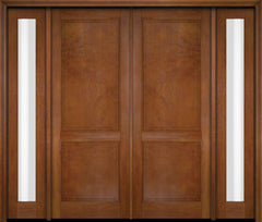 WDMA 68x78 Door (5ft8in by 6ft6in) Exterior Swing Mahogany 2 Raised Panel Solid Double Entry Door Sidelights 4