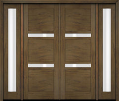 WDMA 68x78 Door (5ft8in by 6ft6in) Exterior Swing Mahogany 132 Windermere Shaker Double Entry Door Sidelights 3