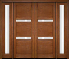 WDMA 68x78 Door (5ft8in by 6ft6in) Exterior Swing Mahogany 132 Windermere Shaker Double Entry Door Sidelights 4