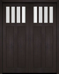 WDMA 68x78 Door (5ft8in by 6ft6in) Exterior Barn Mahogany 4 Horizontal Lite Craftsman or Interior Double Door 2