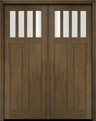 WDMA 68x78 Door (5ft8in by 6ft6in) Exterior Barn Mahogany 4 Horizontal Lite Craftsman or Interior Double Door 3