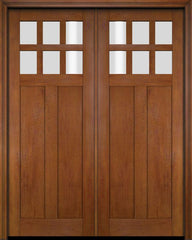 WDMA 68x78 Door (5ft8in by 6ft6in) Interior Swing Mahogany 6 Lite Craftsman Exterior or Double Door 4