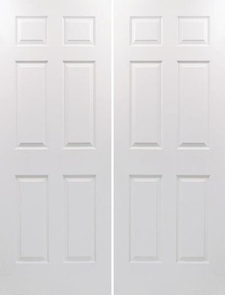 WDMA 68x80 Door (5ft8in by 6ft8in) Interior Swing Woodgrain 80in Colonist Hollow Core Textured Double Door|1-3/8in Thick 1