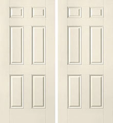 WDMA 68x80 Door (5ft8in by 6ft8in) Exterior Smooth 6 Panel Star Double Door 1
