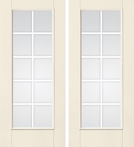 WDMA 68x80 Door (5ft8in by 6ft8in) French Smooth F-Grille Colonial 10 Lite Star Double Door 1