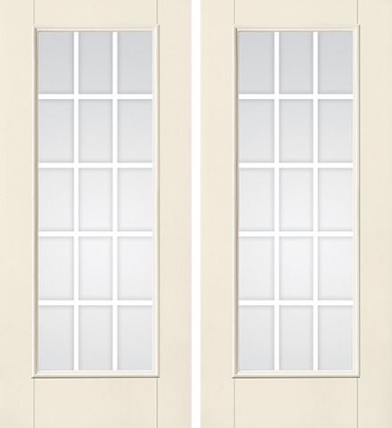 WDMA 68x80 Door (5ft8in by 6ft8in) Patio Smooth F-Grille Colonial 15 Lite Full Lite W/ Stile Lines Star Double Door 1