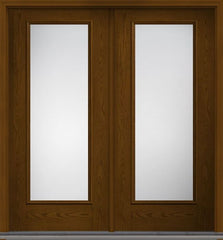 WDMA 68x80 Door (5ft8in by 6ft8in) Exterior Oak Clear Full Lite W/ Stile Lines Fiberglass Double Door 1