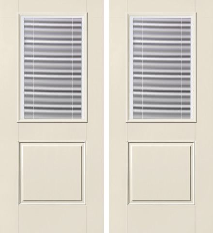 WDMA 68x80 Door (5ft8in by 6ft8in) Exterior Smooth Raise/Tilt Half Lite 1 Panel Star Double Door 1