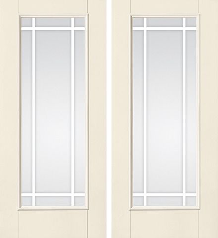 WDMA 68x80 Door (5ft8in by 6ft8in) French Smooth GBG Flat Wht Full Lite W/ Stile Lines Star Double Door 1