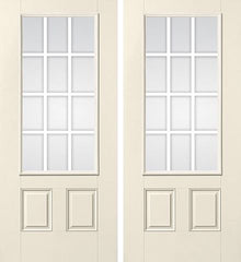 WDMA 68x80 Door (5ft8in by 6ft8in) Patio Smooth GBG Flat Wht Colonial 12 Lite Star Double Door 1