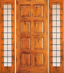 WDMA 68x80 Door (5ft8in by 6ft8in) Exterior Knotty Alder Door with Two Sidelights 8-Panel 1